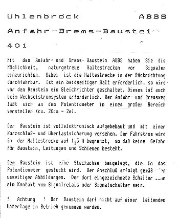 Uhlenbrock Anfahr-Brems-Baustein